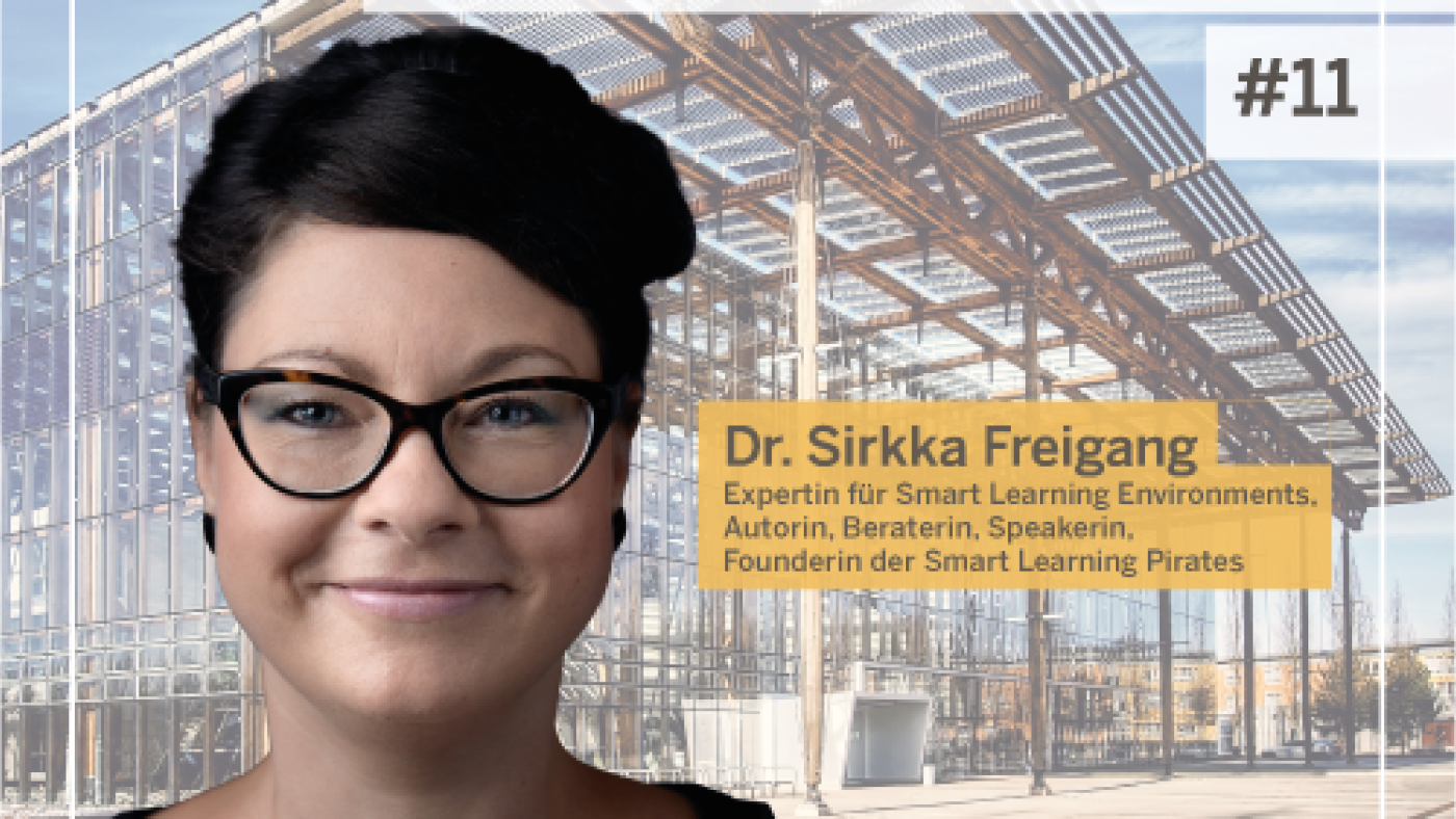 Porträt von Sirkka Freigang mit dem Sloag "Create Experiences not Lessons!"