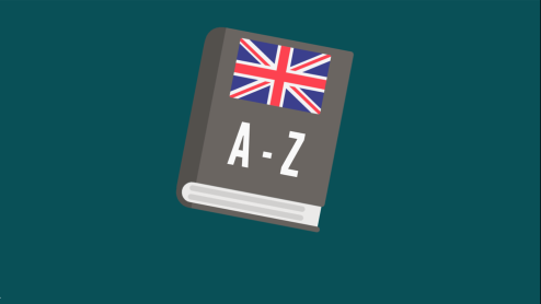 Buch mit der Flagge von Großbritanien und dem Titel A-Z